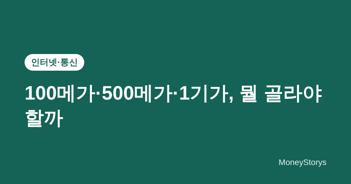 100메가·500메가·1기가 인터넷, 상황별 선택 기준 — 자취·재택근무 판단표